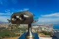 Closeup view of coin operated binocular viewer for looking Royalty Free Stock Photo