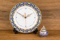 Closeup view of colorful Benjarong Clock and Benjarong Jar, the famous souvenir from Thailand