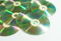 Closeup view of colorful CDs and DVDs Royalty Free Stock Photo