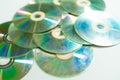 Closeup view of colorful CDs and DVDs Royalty Free Stock Photo