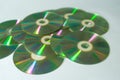 Closeup view of colorful CDs and DVDs Royalty Free Stock Photo