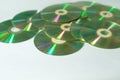 Closeup view of colorful CDs and DVDs Royalty Free Stock Photo