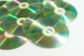 Closeup view of colorful CDs and DVDs Royalty Free Stock Photo