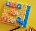 Closeup view colourful block of letters