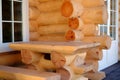 Construction of a wooden house made of logs. Royalty Free Stock Photo