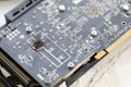 Closeup view of damaged graphic adapter burnt out after hack Royalty Free Stock Photo