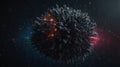 A closeup view of a dark matter particle revealing its mysterious unseen nature.