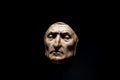 Closeup view of death mask of Dante Alighieri