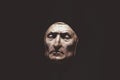 Closeup view of death mask of Dante Alighieri