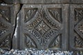 Closeup view of decorative elements of Roman architecture of vast remains.