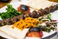 Closeup view of a delicious adana kebab