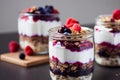 Closeup view of delicious bowls of French Parfait Royalty Free Stock Photo