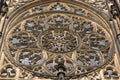 Closeup view of detail gothic cathedral of St. Vitus in Prague Castle, Prague, Czech Republic