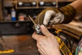 Blacksmith changing a drill bit