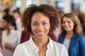 Closeup View Diverse Team Leader of Business Professionals Engaged in Bright, Modern Office Space