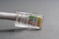closeup view of ethernet cable plug connector Royalty Free Stock Photo