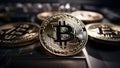 closeup view of few bitcoin shiners, neural network generated image