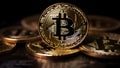 closeup view of few bitcoin shiners, neural network generated image