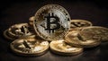 closeup view of few bitcoin shiners, neural network generated image