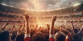 Football fans are watching football match in the stadium with AI generated. Royalty Free Stock Photo