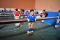 Closeup view of football table soccer . sport team football red and blue players Royalty Free Stock Photo