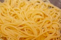 Closeup view of fresh boiled spaghetti pasta inside colander. Shallow depth of field Royalty Free Stock Photo