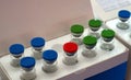 Glass containers for samples setup in a chemical laboratory