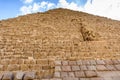 Closeup view on a great pyramid of Cheops in Giza plateau. Cairo, Egypt Royalty Free Stock Photo
