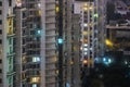 Colorful Illuminated Windows of Residential Buildings