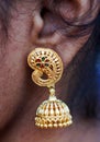 Indian woman ear hangings jewelry