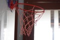 Closeup view of indoor basketball net