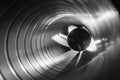 Closeup view from inside the galvanized steel air duct on the exhaust fan in the background light, the front and back background Royalty Free Stock Photo