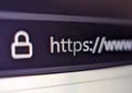 Closeup view of internet browser address bar with security lock icon and url Royalty Free Stock Photo