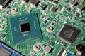 Closeup view at laptop motherboard and components Royalty Free Stock Photo