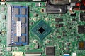 Closeup view at laptop motherboard and components Royalty Free Stock Photo