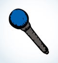 Microphone. Vector line drawing icon