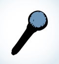 Microphone. Vector line drawing icon