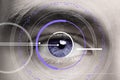 Closeup view of man in process of scanning, focus on eye