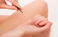 CLoseup view of manicure treatment using nail file Royalty Free Stock Photo