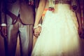 Closeup view of married couple holding hands Royalty Free Stock Photo