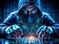 Closeup View of a Masked Hacker Targeting the Global Internet Network A Macro Photography Exploration of Cyber Security Royalty Free Stock Photo