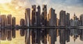 Closeup view of the modern skyline of Doha, Qatar, Royalty Free Stock Photo