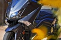 Closeup View of Modern Urban Motorcycle Headlights Outdoor Royalty Free Stock Photo