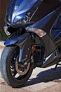 Closeup View of Modern Urban Motorcycle Headlights Outdoor Royalty Free Stock Photo