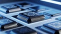 Microchip Technology: Close-up of Integrated Circuit Chips Royalty Free Stock Photo