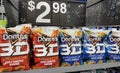 Closeup view of the new 3D Doritos Chips in bags on the store shelf Royalty Free Stock Photo