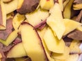 Closeup view of pile of potato skin pieces