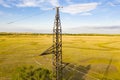 Closeup view of power line pillar