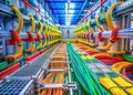 Closeup View of a Precision Industrial Cable Tray System Examining the Manufacturing Process and Wire Management Royalty Free Stock Photo