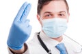 Closeup view of proctologist ready for fingers examination Royalty Free Stock Photo